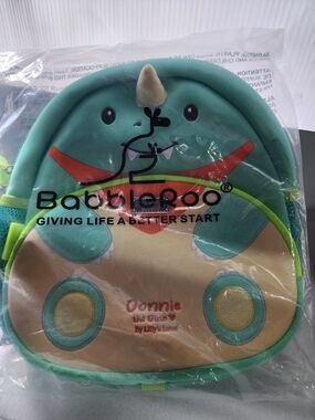 Kids Donnie Dino Backpack - Teal and Cream